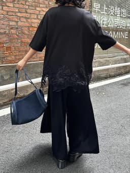 [EAM] High Elastic Waist Black Pattern Printed Long Wide Leg Pants New Trousers Women Fashion Tide Spring Autumn 2026 1DJ0899