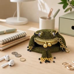 Kiss Lock Small Pouch Cute Amphibian Accessory Container for Daily Carry Handheld Ring Pendant Decoration