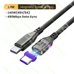 PD240W USB C To Type C Magnetic Charging Cable 5A USB Type C Fast Charger Data Cord For iPhone 15 16 MacBook iPad Samsung Xiaomi