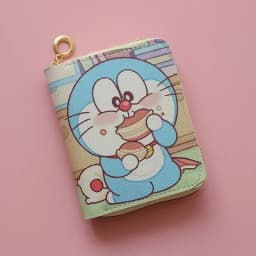 Hot Sale Doraemon Short Pouch Anime Printe Cute Wallet Cartoon Card Holder Mini Zipper Coin Purse Kawaii Purses Keychains Case