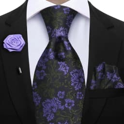 Peacock Blue Floral Print 2-Piece Tie & Pocket Square Set for Men Wedding Business Casual Stylish Accessories