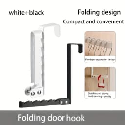 1/2PC Collapsible Hooks Over-Door Coat Rack Creative Space-Saving Drying Laundry Rack Rustproof Door Organizer Rack Apartment 