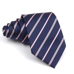 Men's Polyester 8cm Ties Vintage Navy Blue Striped Paisley Pattern Jacquard Weave Necktie Business Wedding Party Accessory Gift