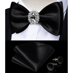 Classic White Selr-tie Bowtie with Ring Pocket Square Cufflinks Set Fashion Solid Men's Bow Tie for Wedding Groom Business Knots