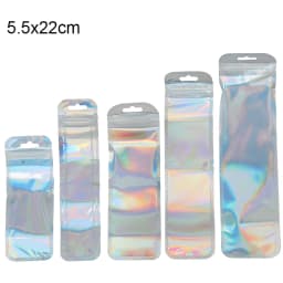 30pcs Long Laser Plastic Self Sealing Storage Bag Necklace Display Colorful Ziplock Pouch Zip Zipper Lock Bags Jewelry Packaging