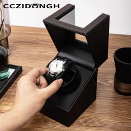 CCZIDONGH Automatic Watch Winder With Quiet Japanese Motor USB Cable Powered,Leather Exterior And Soft Flexible Pillow