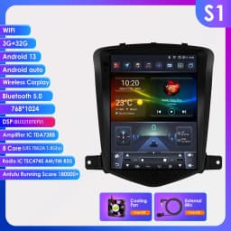 9.7'inch 2Din Carplay Android 13 Car Radio For Chevrolet Cruze J300 2008-2012 Multimedia Navi GPS Head Unit Stereo BT 4G Player