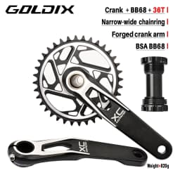 GOLDIX Mountain Bike Crank Chain Wheel Set, Fixed with 3 Screws, Leg Length 170mm/175mm Offset 3 Degrees 30T 32T 34T 36T 38T