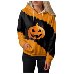 Jack O Lantern Sweater Women'S Sweatshirt Halloween Graphic Hoodies Casual Long Sleeve Loose Pullover Tops With 할로윈 후드티 여성