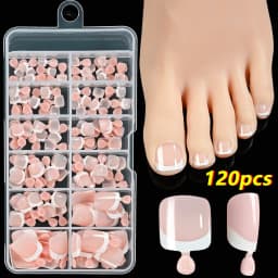 100Pcs White Short Square Flase Toenails Summer Press On Toes Full Cover Tips Pure Color Acrylic Artificial Wearable Toenails*8K