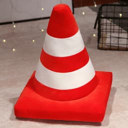 Roadblock Cushion Stuffed Soft Lifelike Plush Traffic Cone Road Construction Cone Pillow Kids Toys Home Decoration