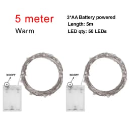 2/5/10M LED Copper Wire Light String Fairy Garland Battery Powered Garden Bedroom Party Wedding Christmas New Year Ornament