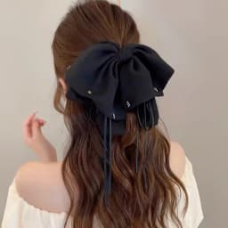 Elegant Versatile Chiffon Floral Print Bow Ponytail Clip Headwear For Women Girls Sweet Bow Ribbon Hair Clip Hair Accessories