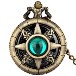 Hollow Sun Rhinestone Decorated Chic Bronze Quartz Pocket Watch Men Women Black Starry Roman Numerals Fob Chain Pendant Clock