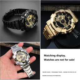 For Casio GA-110 GA-120 GA-100 Solid Stainless Steel Case Men's Waterproof Watchband Bezel GA110 Metal Strap +Case Mod Kit +Tool