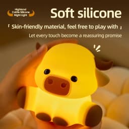 Highland Cattle Night Light With Timer Nursing LED Lights Anime Desktop Lamp Room Decorations Silicone Lamps Kids Birthday Gifts