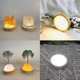 6/8/10CM LED Night Light with Wood Base DIY Resin Wine Bottle Decor Table Lamp Glass 3D Decorative Ball Acrylic Decoration