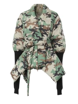 [EAM] Camouflage Knitting Irregular Cotton-padded Coat Long Sleeve Loose Fit Women Parkas Fashion New Autumn Winter 2026 7AB2058