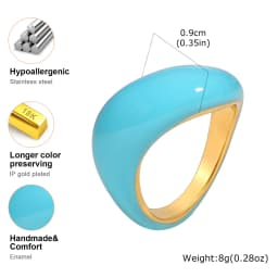 Chunky Open Twist Stackable Rings for Women, Blue Geometric Bold Enamel Crossover Statement Ring Band Waterproof