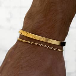 Stackable Bracelets for Men, 925 Sterling Silver/14K Gold Plated Bracelet Sets Dainty Cuff Bangle Box Cuban Link Bracelets