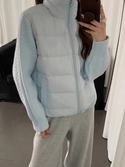Winter Patchwork Parkas for Women Thick Warm Knitted Sleeve Splicing Puffy Coats Korean Loose Preppy Zipper Down Outwear New