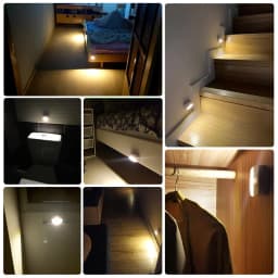 Stick on PIR Motion Sensor LED Night Light Battery Operated Nightlight for Bathroom Hallway Stairs Closet Cabinet Bedroom Decor