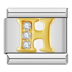 Hapiship Shiny CZ 26 Letters A-Z Italian Charms Gold Plated 9mm Stainless Steel Modular Bracelet DIY Jewelry DJ2479