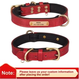Custom Leather Dog Collar Soft Padded Dog Collars Personalized Pet ID Necklace Free Engraved Name Paw For Small Medium Dogs Pug