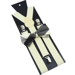 Cotton Brown Plaid Bowtie Suspender Set Elastic Braces Men Black Grey Butterfly Straps Wedding Dress Suit Skirt Accessories Gift