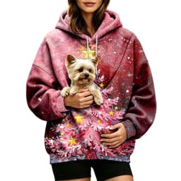 Women Fall And Winter Hoodie With Pet Pouch Oversized Pocket Colorful Print Sweatshirt For Dogs Long Sleeve Thin Hoodie Women