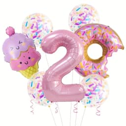 7-Piece Set of Cute Pink Donut Candy Foil Balloons 40inch Ice Cream Themed Birthday Party Scene Decoration Photo Props Indoor and Outdoor Decoration Cool Summer Gifts Anniversary Supplies, Halloween Decorations, Christmas Decorations, Birthday Celebrations, Fun Party Themes, High-Quality Lightweight Balloons, Party Balloon Sets, Event Decorations, Great Gift Options