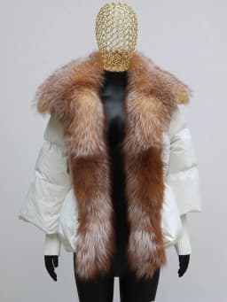 2026 Winter Real Fox Fur Collar White Duck Down Padded Down Jacket Regular Fashion Warm Big Fur Collar Women's Coat