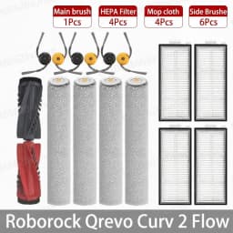 Roborock Qrevo Curv 2 Flow/Qrevo Curv 2 Flow Robot Vacuum Accessorie Main Side Brushe Mop Cloth HEPA Filter Dust Bag Spare Parts