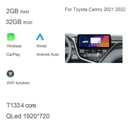 DSP 12.3" QLED 720P 360 8G+256G Carplay Android 14.0 Car DVD Player GPS DSP WIFI Stereo autoradio For Toyota Camry 2021 2022