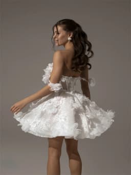 Customized Off Shoulder Sweetheart Neckline 3D Flowers A-Line Lace Mini Wedding Dress Elegant Open Back Zipper Gown For Bride