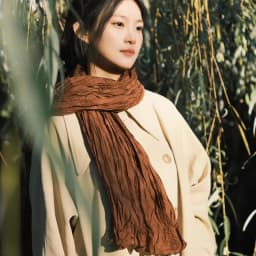 Solid Color Pleated Long Scarves Retro Autumn Winter Cotton Hemp Scarf Warm Neck Wrinkled Twisted Vintage Soft Wrap Shawl