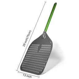 12" Hard Anodized Perforated Pizza Peel Rectangle Pizza Turning Shovel Set Aluminum Pizza Peel Paddle 40cm Long Silicone Handle