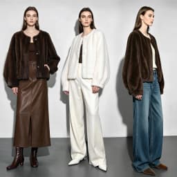Amii Crew Neck Faux Fur Coat Lantern Sleeve Loose Fit Warm Light Luxury Minimalist 2026 Winter Women's Fur Coat 12624109