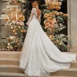 Charming V-Neck Backless A-Line Wedding Dress Customized Gorgeous Embroidered Long Sleeve Vintage Bridal Gown Robe de Mariee