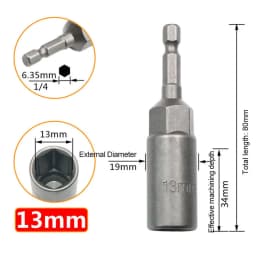 6mm -19mm Deepen Inner Hexagon Sleeve Electric Drill Sleeve Pneumatic Socket Head for Nut Wrench Hand Tools Electric Screwdriver