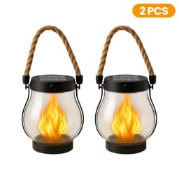 Outdoor Waterproof Solar Flame Lamp with Type-C Charging Simulation Flickering 3D Flame Solar Rope Hanging Light for Patio Decor