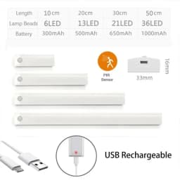 Motion Sensor Light Indoor, Wireless Under Cabinet Lighting, Rechargeable Closet Lights, 3Color Temperatures, Counter Lamp