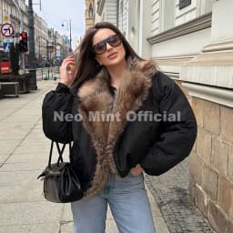 Neo Mint Trendy 2026 Fur Collar Bomber Jacket Women Winter Warm Padded Coat Parkas Luxury Brand Quilted Puffer Jackets Overcoats