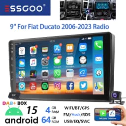 ESSGOO 9" Android 15 4+64G Car Stereo Radio For Fiat Ducato/Peugeot Boxer/Citro Carplay Android Auto GPS Navi FM RDS WiFi BT SWC