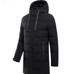Men's Winter Long Mid Length Over The Knee Thickened Hooded Cotton Padded Jacket Large Size for Youth