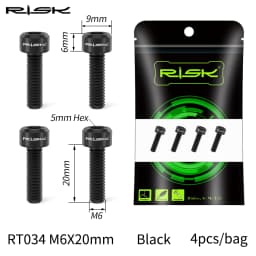 RISK 4PCS M6x16/18/20mm Bicycle Disc Brake Fixed Bolts with Washer Titanium Mountain Bike Brake Caliper Clamp