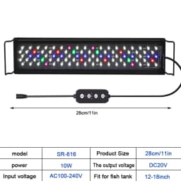 12-30 Inch Fish Tank Full Spectrum LED Light with Timing and Memory Function, Aquarium Plant Growth Light 100-240V