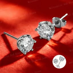 Classic 4 Prong Moissanite Stud Earrings 925 Silver Plated Lab Diamond Zircon Stud Earrings Wedding Jewelry Birthday Gift