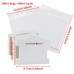 50Pcs Kraft Paper Card with 50Pcs Self-Adhesive Bags Blank Cardboard Holder Tags For Long Drop Earring Jewelry Display Packaging