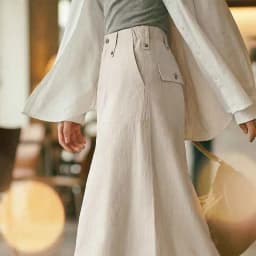 Maden Women's Cargo Skirt A Line Midi Back Slit High Waist Vintage Off White Casual Zipper Skirt for Spring Summer